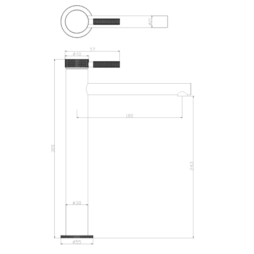 Hoge wastafelkraan Taylor - Mat wit - 30.5 × 5.5 × 18 cm