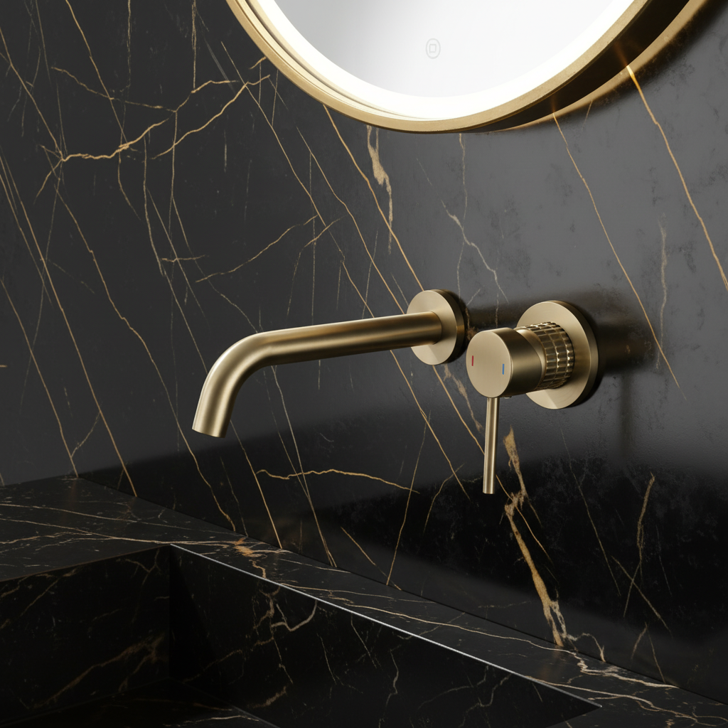 Inbouw wastafelkraan Angelica - Brushed gold - 23 × 20.5 × 10 cm