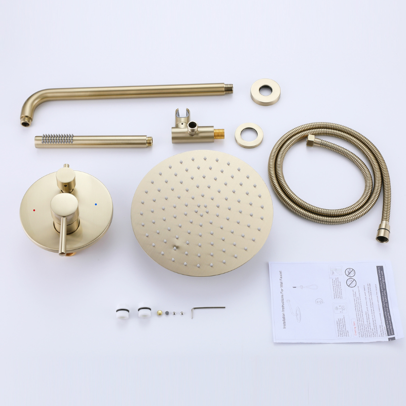 Inbouw Regendoucheset Vincent – Staafhanddouche – Brushed Gold