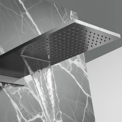 Thermostatische Inbouw Regendoucheset Isabella - Waterval - Gunmetal grey