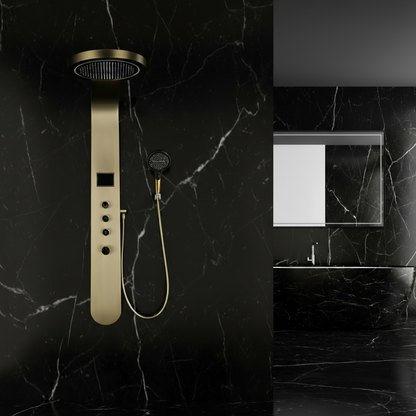 Douchepaneel Elena - LED - Digitaal display - Brushed gold - 145 × 18 × 65 cm