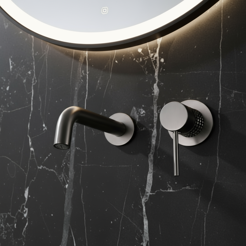 Inbouw wastafelkraan Angelica - Gunmetal grey - 23 × 20.5 × 10 cm