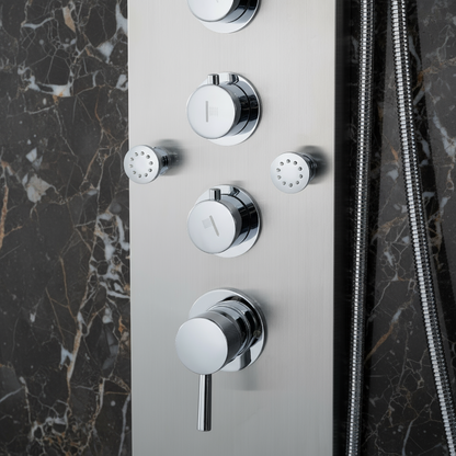 Douchepaneel Manuel – Waterval – Massagejets – Brushed nickel - 150 × 20 × 60 cm