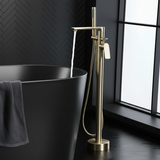 Vrijstaande badkraan Emilia - Brushed gold - 88 × 22 × 16 cm