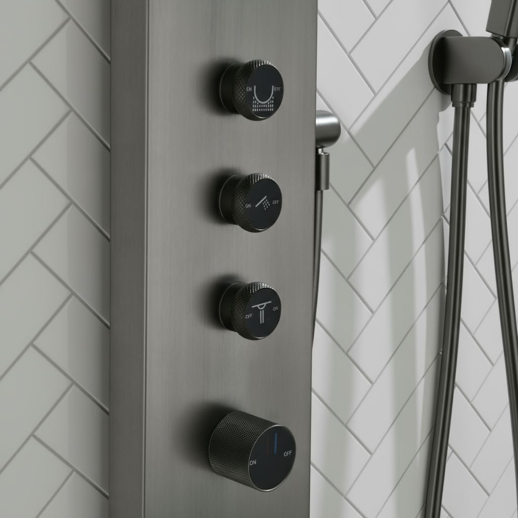 Douchepaneel Elena - LED - Digitaal display - Gunmetal grey - 145 × 18 × 65 cm