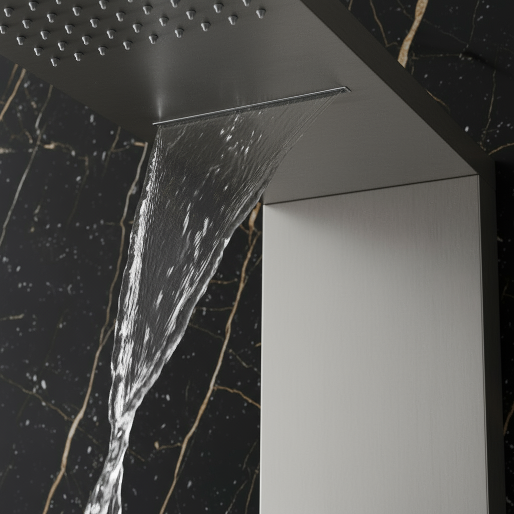 Douchepaneel Manuel – Waterval – Massagejets – Gunmetal grey, chrome - 150 × 20 × 60 cm