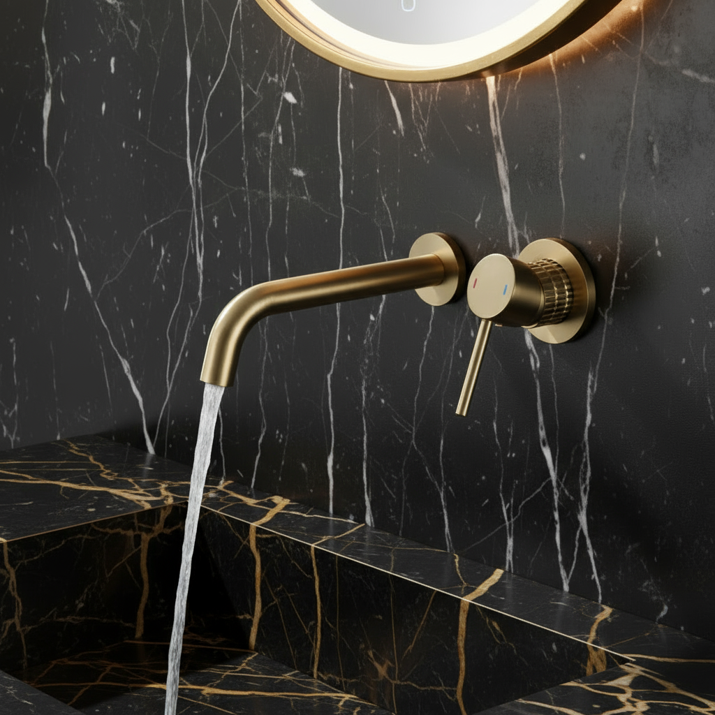 Inbouw wastafelkraan Angelica - Brushed gold - 23 × 20.5 × 10 cm