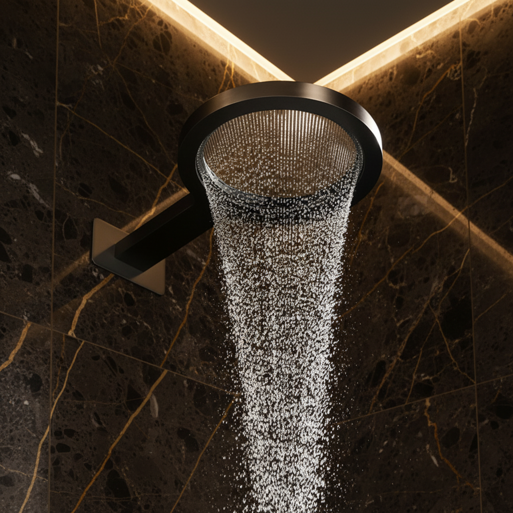 Thermostatische Inbouw Regendoucheset Marino – Digitale display - Waterval & Staafhanddouche – Gunmetal Grey