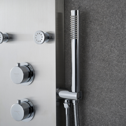 Douchepaneel Manuel – Waterval – Massagejets – Brushed nickel - 150 × 20 × 60 cm