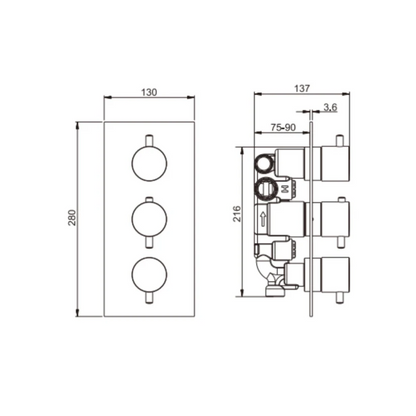 Thermostatiche inbouw regendoucheset Valencia - Air shower - Brushed gold