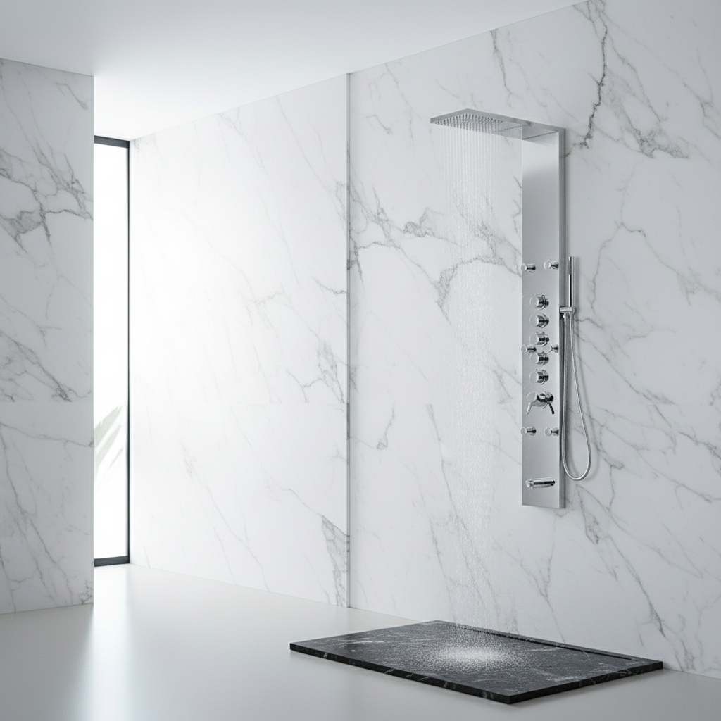 Douchepaneel Nana – Waterval – Massagejets – Chrome - 150 × 20 × 60 cm