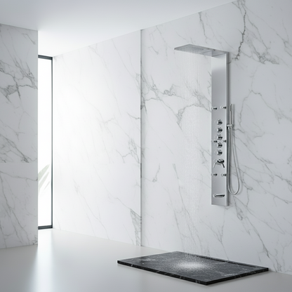 Douchepaneel Nana – Waterval – Massagejets – Chrome - 150 × 20 × 60 cm