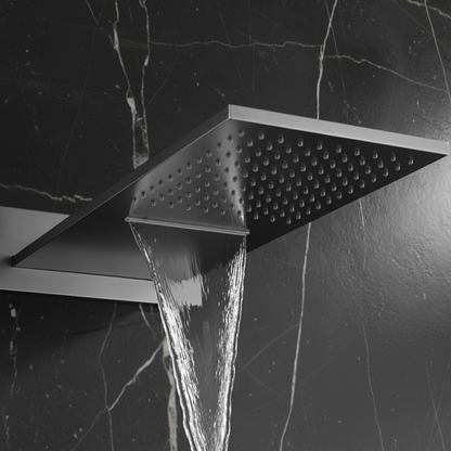 Thermostatische Inbouw Regendoucheset Isabella - Waterval - Gunmetal grey