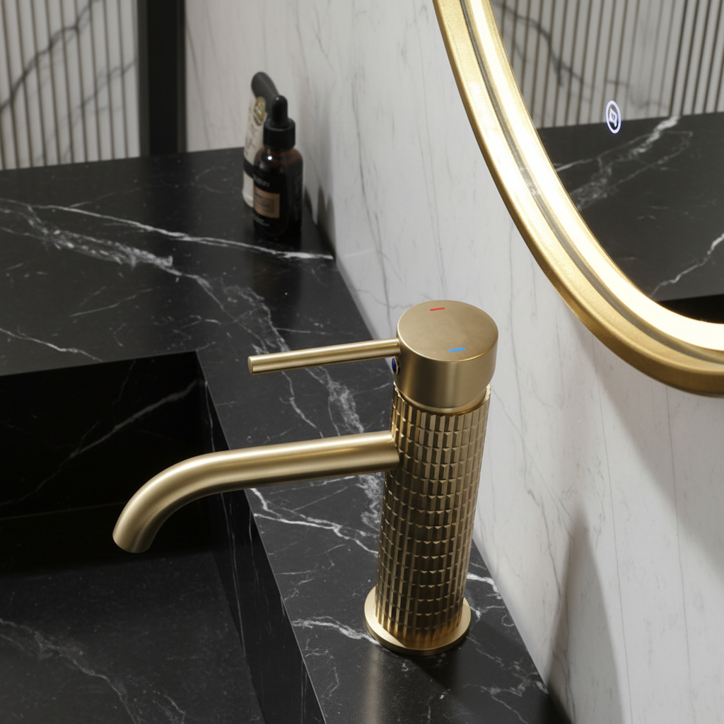 Opbouw wastafelkraan Angelica - Brushed gold - 15.9 × 12.2 × 5.5 cm