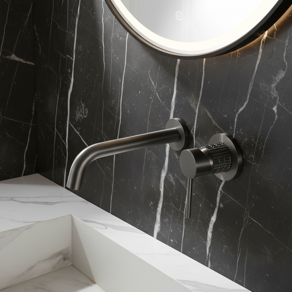 Inbouw wastafelkraan Angelica - Gunmetal grey - 23 × 20.5 × 10 cm