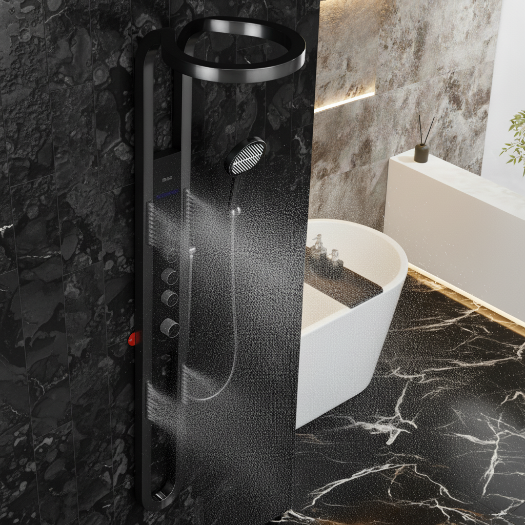 Thermostatisch Douchepaneel Marcelo – Digitale Display - Gunmetal Grey - 182 × 40 × 52 cm