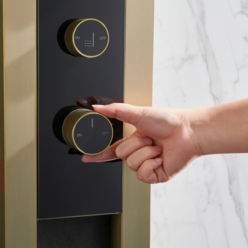 Thermostatisch Douchepaneel Marcelo – Digitale Display - Brushed gold - 182 × 40 × 52 cm