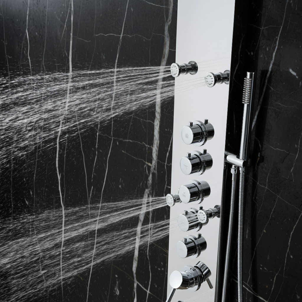 Douchepaneel Nana – Waterval – Massagejets – Chrome - 150 × 20 × 60 cm