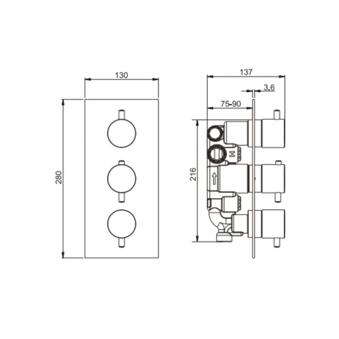 Thermostatiche inbouw regendoucheset Valencia - Air shower II - Brushed bronze