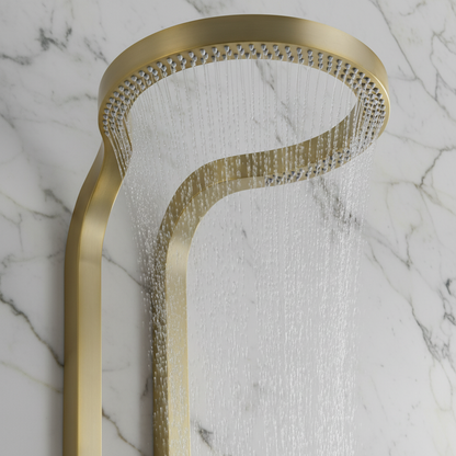 Thermostatisch Douchepaneel Marcelo – Digitale Display - Brushed gold - 182 × 40 × 52 cm