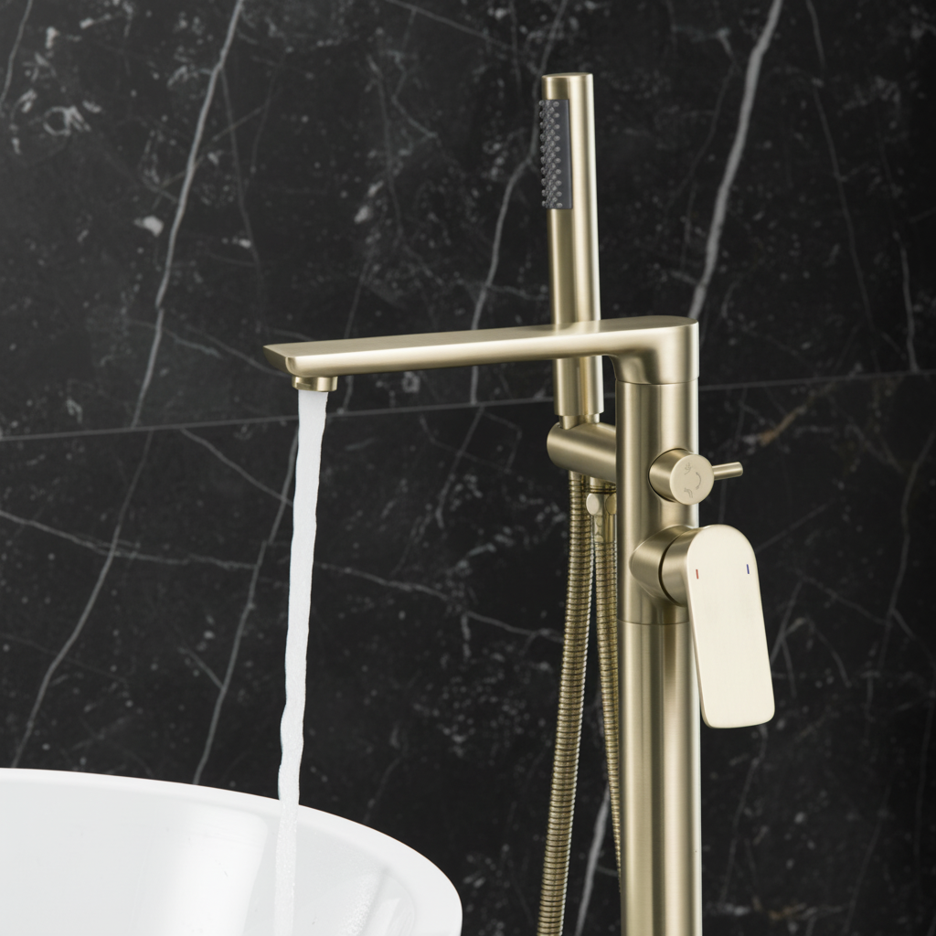 Vrijstaande badkraan Emilia - Brushed gold - 88 × 22 × 16 cm