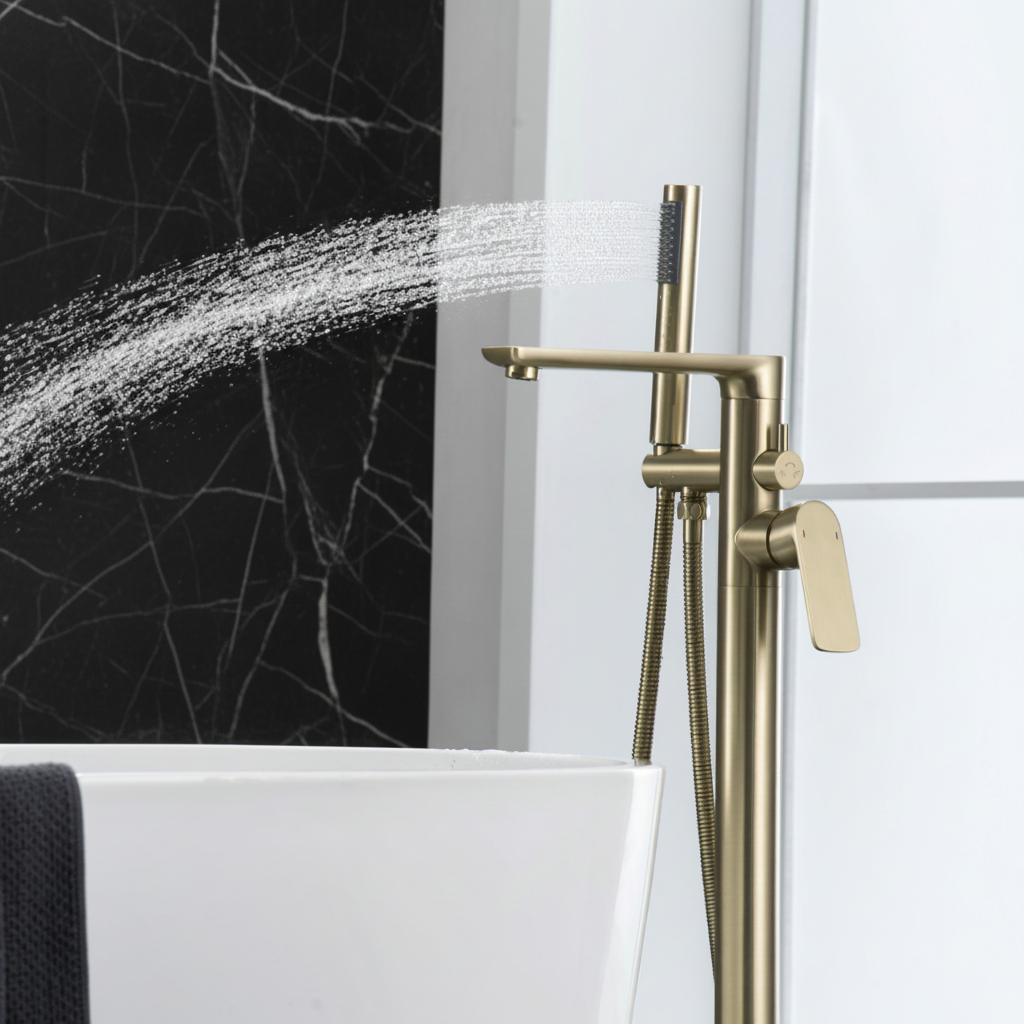 Vrijstaande badkraan Emilia - Brushed gold - 88 × 22 × 16 cm