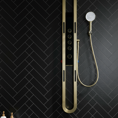 Thermostatisch Douchepaneel Marcelo – Digitale Display - Brushed gold - 182 × 40 × 52 cm