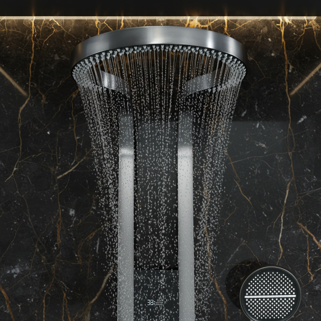 Thermostatisch Douchepaneel Marcelo – Digitale Display - Gunmetal Grey - 182 × 40 × 52 cm