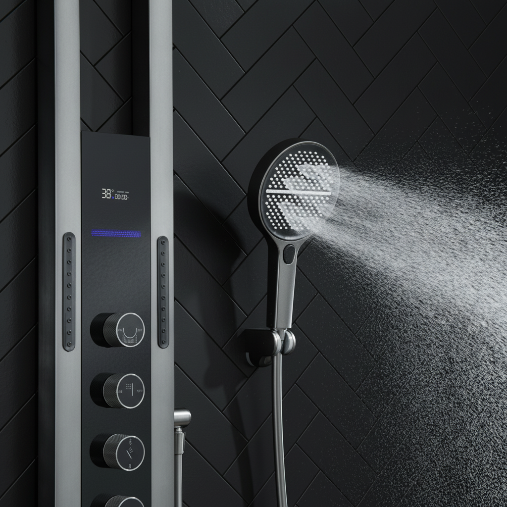 Thermostatisch Douchepaneel Marcelo – Digitale Display - Gunmetal Grey - 182 × 40 × 52 cm