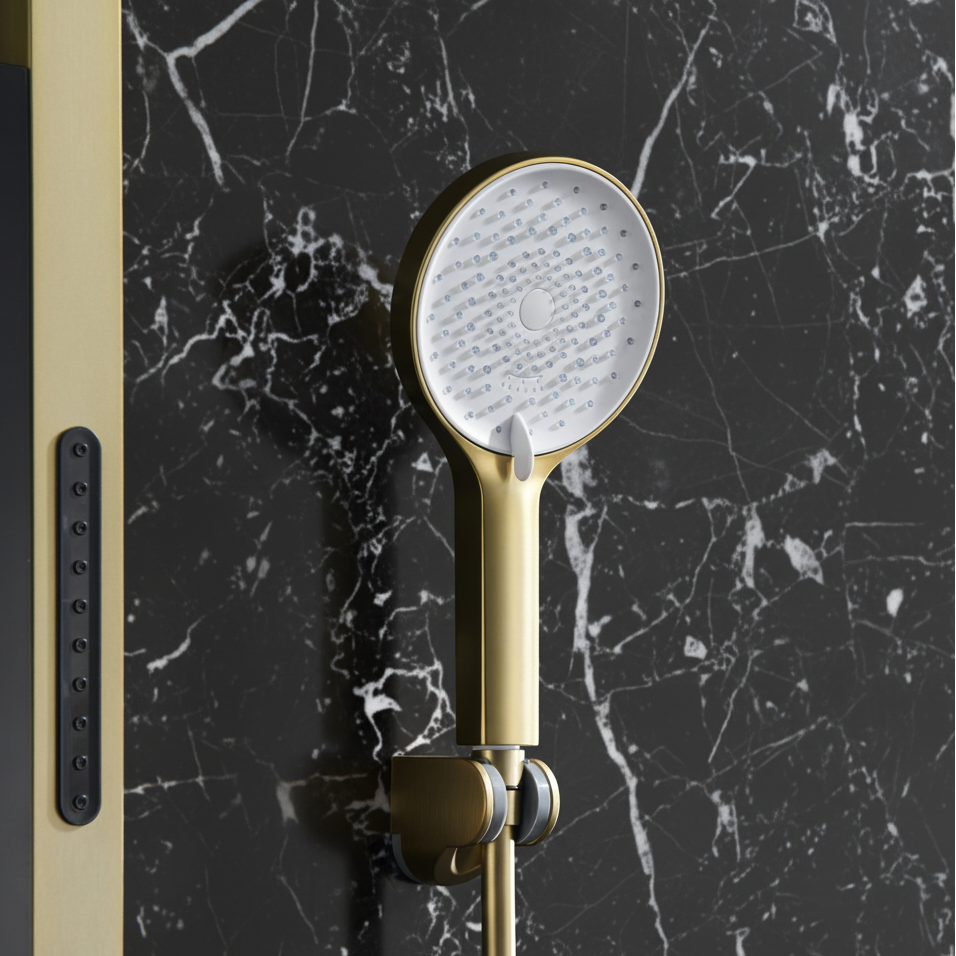 Thermostatisch Douchepaneel Marcelo – Digitale Display - Brushed gold - 182 × 40 × 52 cm