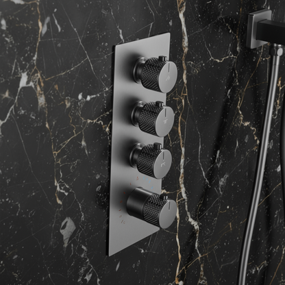 Thermostatische Inbouw Regendoucheset Isabella - Waterval - Gunmetal grey