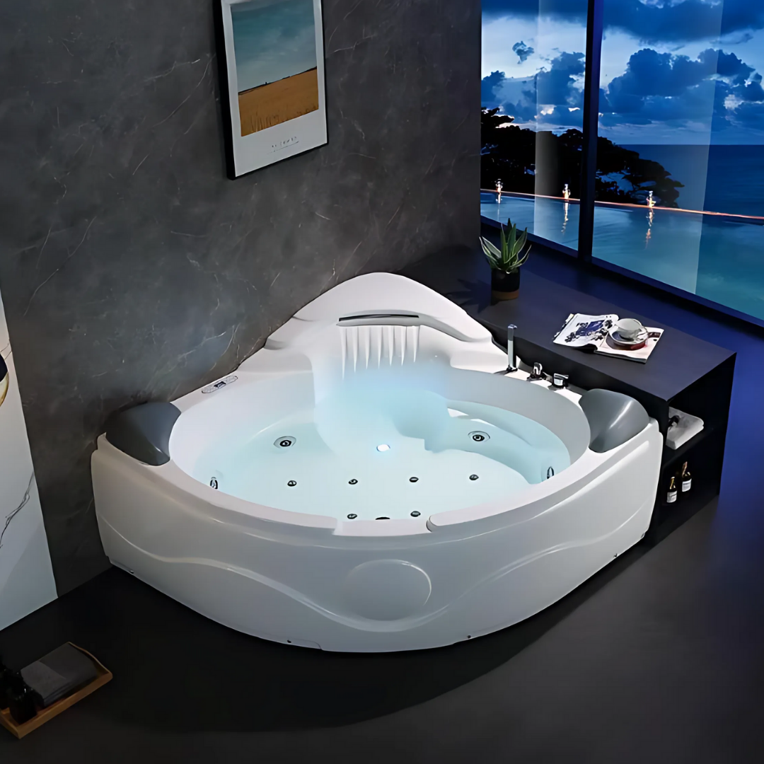 Hoekbad Massagebad – Bellavista – Glans Wit – 154x154x80 cm