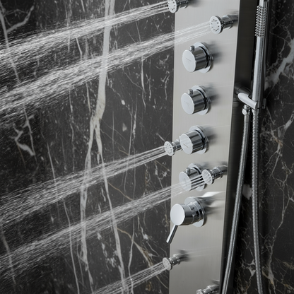 Douchepaneel Manuel – Waterval – Massagejets – Brushed nickel - 150 × 20 × 60 cm