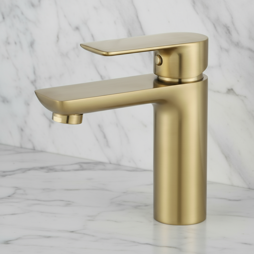 Opbouw wastafelkraan  Silvio – Brushed gold - 14 × 16,5 × 4,3 cm