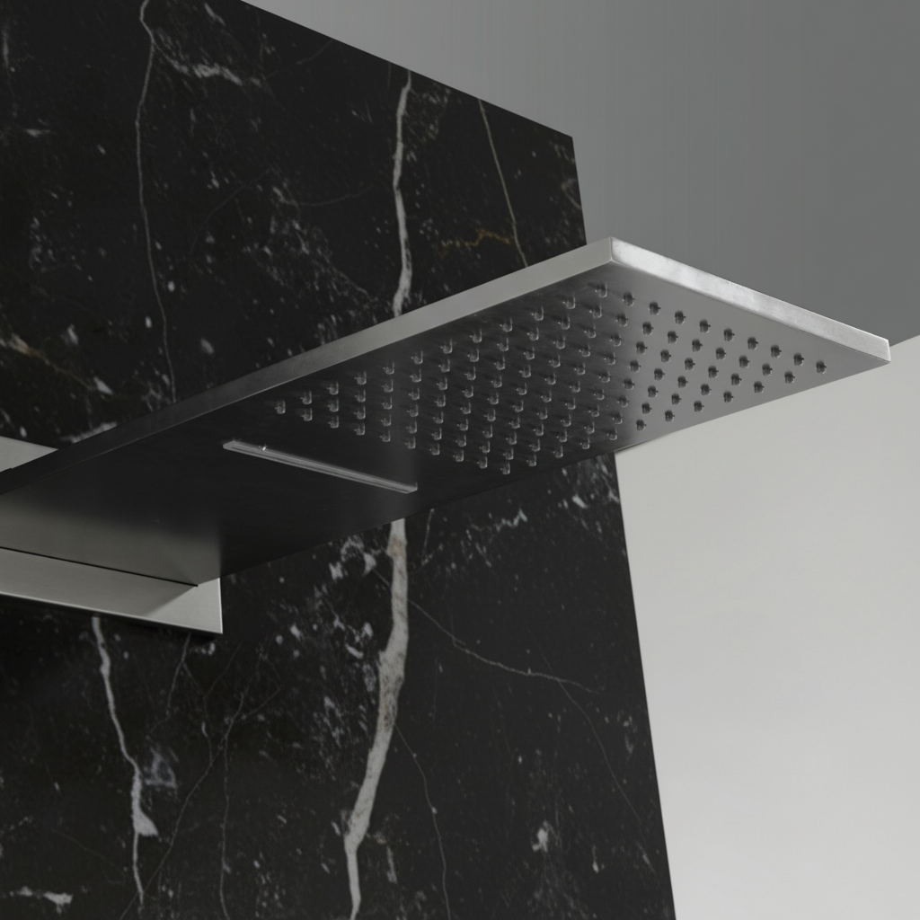 Thermostatische Inbouw Regendoucheset Isabella - Waterval - Gunmetal grey