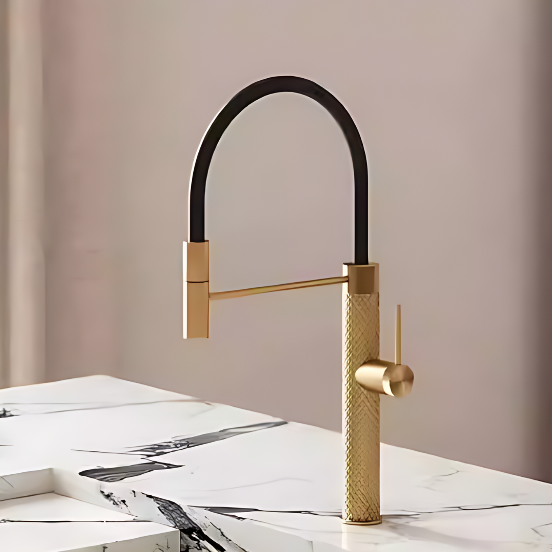 Semi-professionele Keukenkraan Angelica – Uittrekbare Uitloop – Brushed gold - 52.9 × 24.9 × 5.5 cm