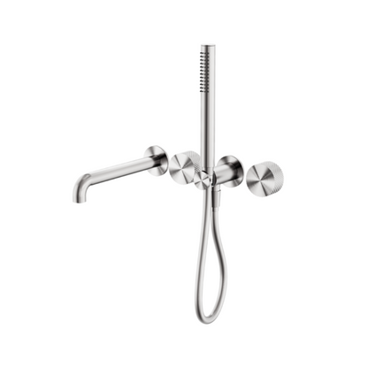 Inbouw badmengkraan Valencia - Staafhanddouche en uitloop - Zonder achterplaat - Brushed nickel