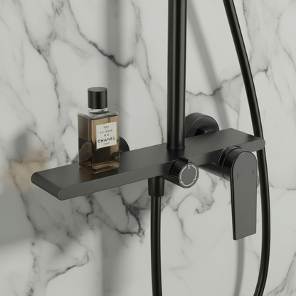 Opbouw regendoucheset Cynthia - Matte black - 130 × 35 × 25 cm