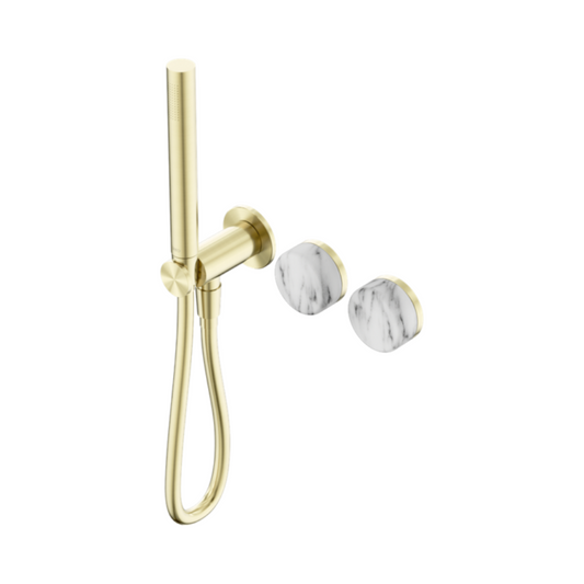 Inbouw douchemengkraan – Sorrento – Arabescato Corchia – Staafhanddouche – Zonder achterplaat – Brushed gold