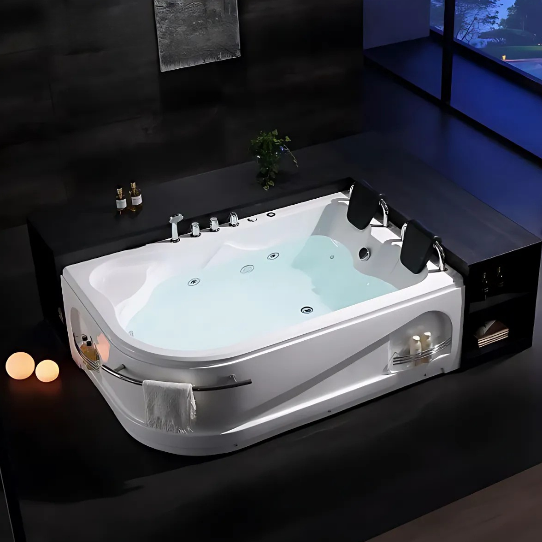 Hoekbad Massagebad – Mason – Glans Wit – 180x120x65 cm