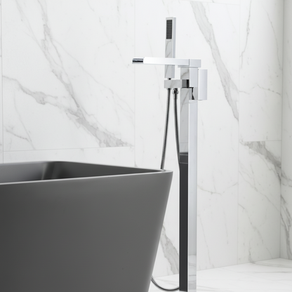 Vrijstaande Badkraan Lisandro – Watervaluitloop –  Chrome - 87 × 22 × 15 cm