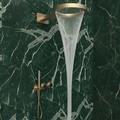 Thermostatische Inbouw Regendoucheset Marino – Digitale Regeling - Waterval & Staafhanddouche – Brushed Gold