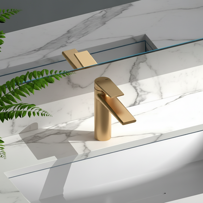 Opbouw wastafelkraan Diego  – Brushed gold - 15 × 13,7 × 4,4 cm