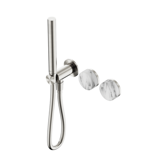 Inbouw douchemengkraan – Sorrento – Arabescato Corchia – Staafhanddouche – Zonder achterplaat – Brushed nickel