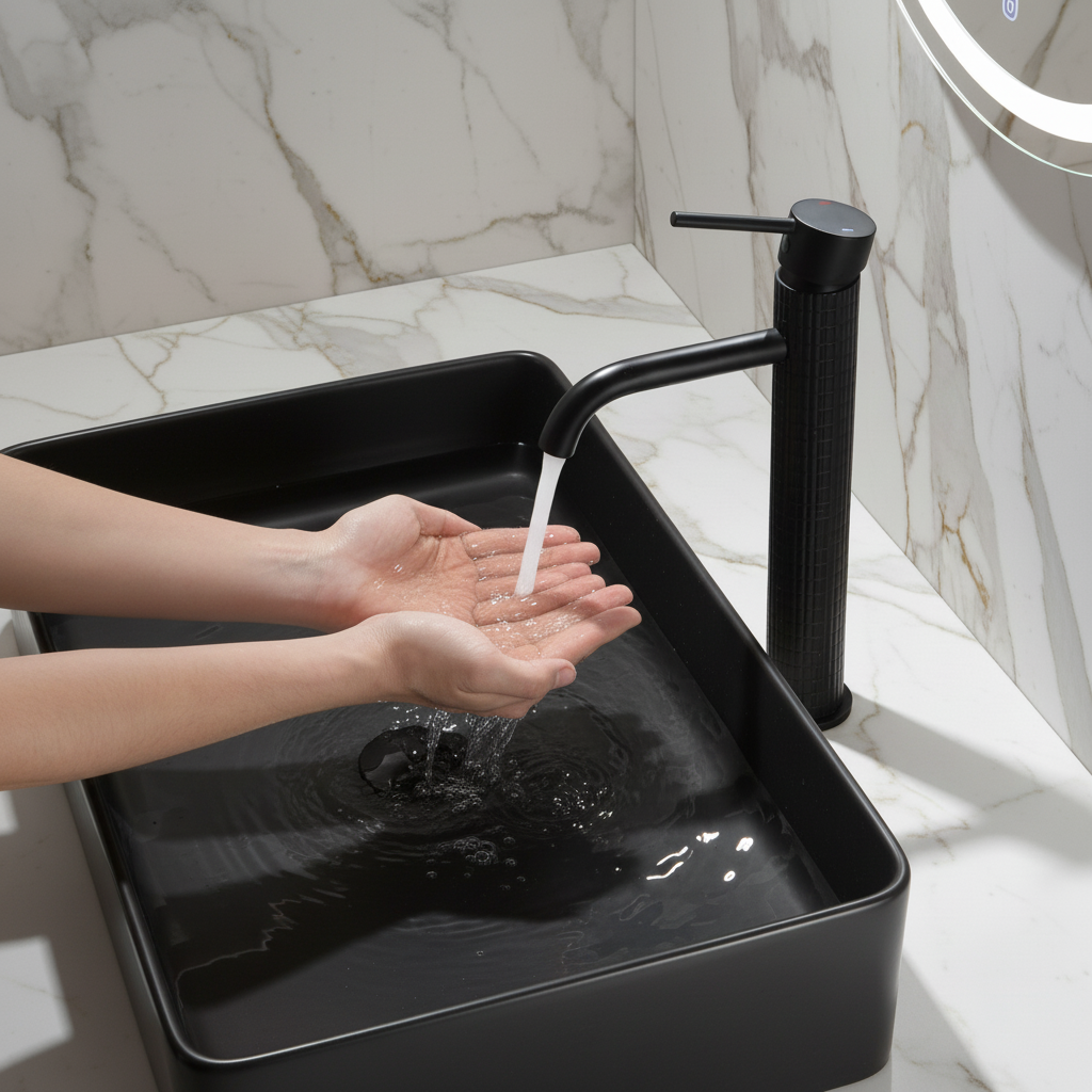 Hoge wastafelkraan Angelica - Matte black - 30,5 × 5,5 × 19 cm