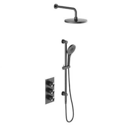 Thermostatiche inbouw regendoucheset Valencia - Air shower II - Graphite