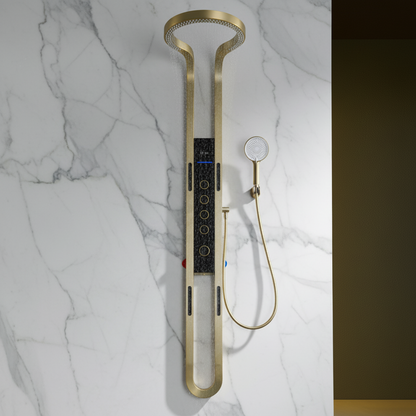 Thermostatisch Douchepaneel Marcelo – Digitale Display - Brushed gold - 182 × 40 × 52 cm