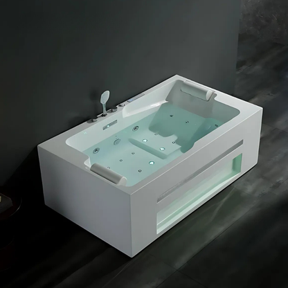 Opbouw Massagebad – Milan – Glans Wit – Bluetooth Speakers - 180x107x60 cm