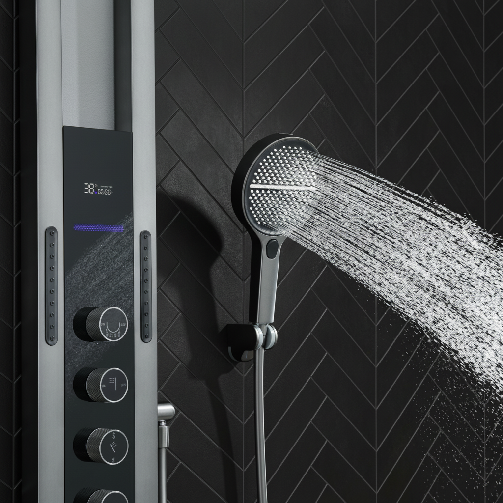 Thermostatisch Douchepaneel Marcelo – Digitale Display - Gunmetal Grey - 182 × 40 × 52 cm