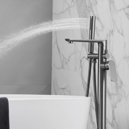 Vrijstaande badkraan Emilia - Gunmetal grey - 88 × 22 × 16 cm